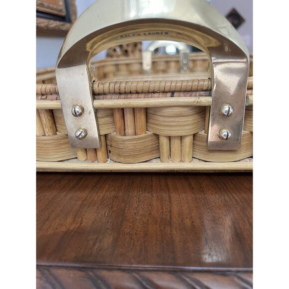 Vintage Ralph Lauren Rattan Reed Tray Brass Handles - Picture 8 of 15
